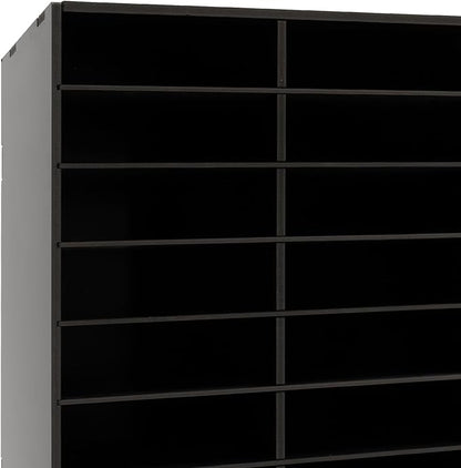 Literature Organizers, 24 Compartments Office Mailbox with Adjustable Shelves, PVC Mail File Sorter Cubbies, Countertop File Organizers for Classroom, Office, Home, Documents (Black)