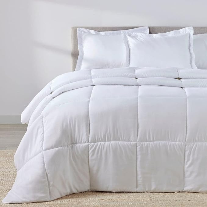 PeachSkinSheets Night Sweats: The Original 1500TC Soft Super Full/XL Full Oversized Comforter Set Classic White