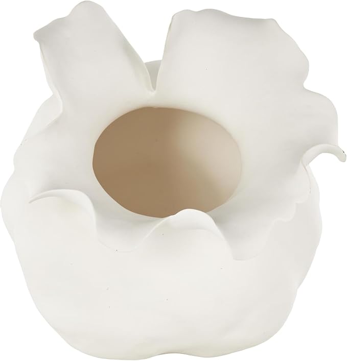 Deco 79 Ceramic Floral Decorative Vase Abstract Floral Inspired Centerpiece Vase, Flower Vase for Home Decoration 8" x 10" x 9", Cream