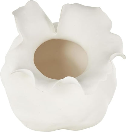 Deco 79 Ceramic Floral Decorative Vase Abstract Floral Inspired Centerpiece Vase, Flower Vase for Home Decoration 8" x 10" x 9", Cream