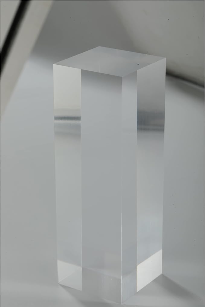 CiaoHER 2in Thickness Solid Acrylic Cube Display Block Clear Polished Pedestal Stand Riser Solid Base 2" x 2" x 6", 1 Pack