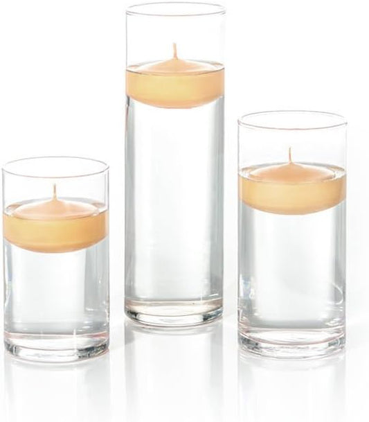 yummi Set of 18 Floating Candles and Cylinder Vases - Caramel