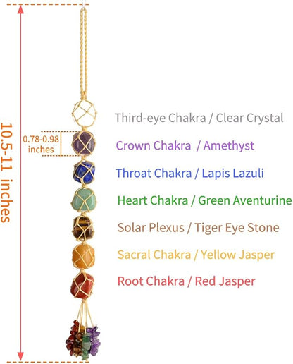 7 Chakra Healing Crystals Good Luck Indoor Home Wall Decoration Car Hanging Ornament Feng Shui Ornament Car Window Decoration Christmas Trees Ornament