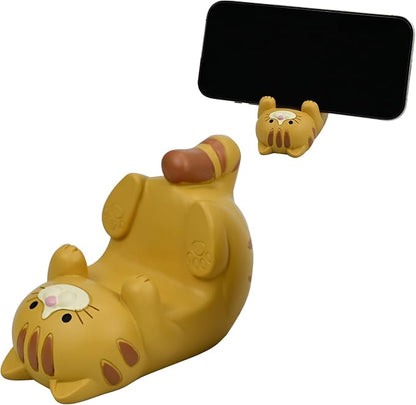 Cat-Shaped Phone Stand Animal Resin Gifts for Cat Lovers, Home & Office Fashion Accessories(Orange Color)