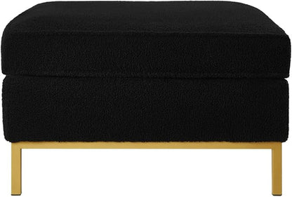 24KF Large Square Couch Ottoman for Living Room, Upholstered Teddy Fabric Padded Cushion Ottoman Table,Large Foot Rest,5088-Teddy Black