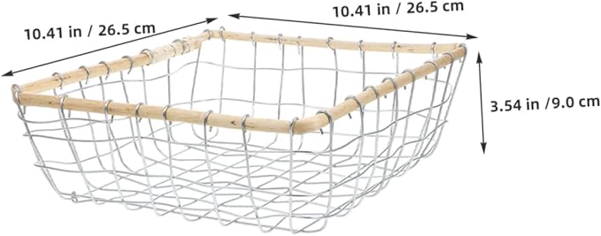 Happyyami Iron Woven Storage Basket Large Multi-purpose Fruit Holder for Kitchen and Dining Table Decorative Wire Basket for Snacks and Miscellaneous Items