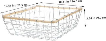 Happyyami Iron Woven Storage Basket Large Multi-purpose Fruit Holder for Kitchen and Dining Table Decorative Wire Basket for Snacks and Miscellaneous Items