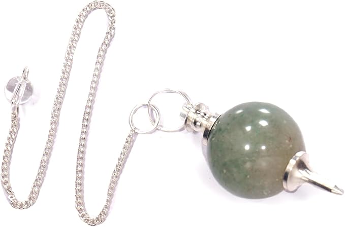 L PEDRA & CRYSTAL Green Aventurine Crystal Ball Pendulum | Polished Gemstone Sphere with Chain for Dowsing, Divination & Décor | Spiritual Energy Work Pendant