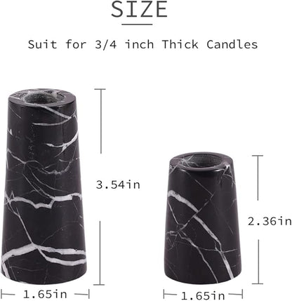 Luxurious Marble Candle Holders Black Candlestick Holders, Set of 2 for 3/4" Taper Candles, Black and Brass Gold, Modern Candle Holders for Table Centerpiece Wedding Home Decor