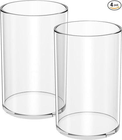 NIUBEE Clear Acrylic Pen Holder for Desk, Round Acrylic Pencil Cup Holder Makeup Brush Organizer, Desk Organizer for Office Desk Accessory - 4 Pack