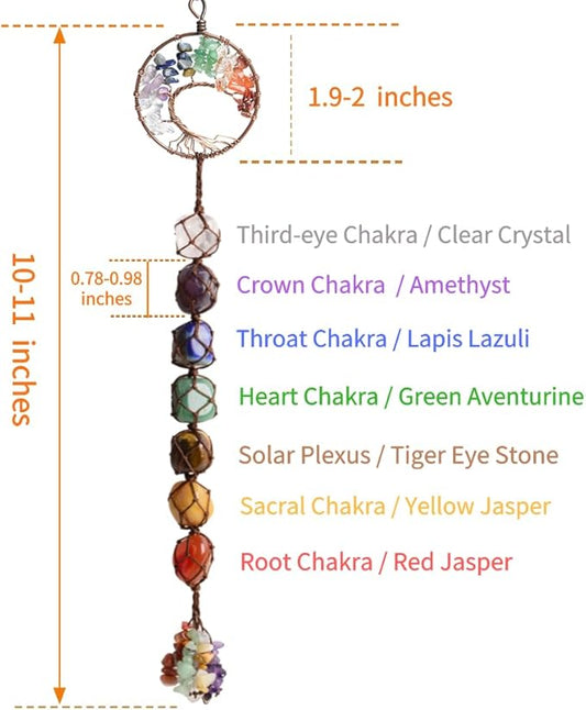 Anjiucc Handmade Crystal Window Car Hanging Ornaments 7 Chakra Home Ornament Yoga Meditation Decoration