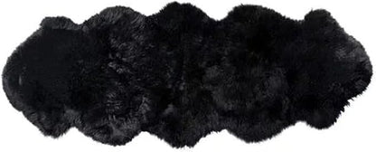Woolous Genuine Black Sheepskin Rug 2x6 ft – Real Sheep Skin Double Pelt Runner Rug, Soft Thick Plush Fur Carpet for Bedroom, Living Room & Nursery
