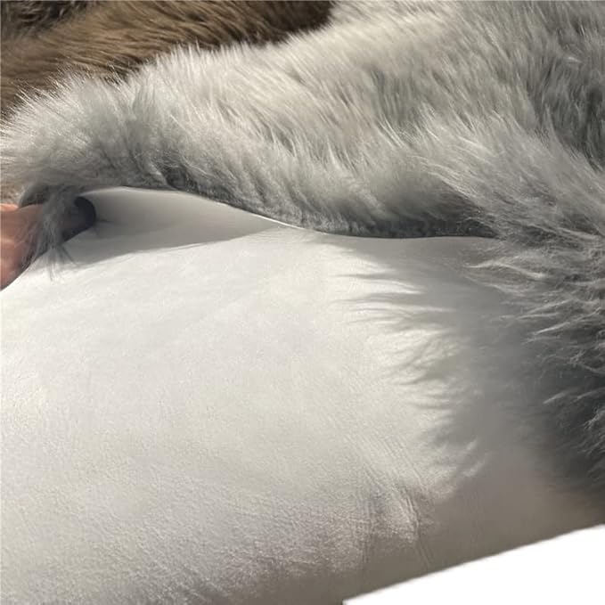 HUAHOO Premium Genuine Sheepskin Rug Grey Real Australia Sheepskin Natural Luxury Fluffy Lambskin Fur Area Rug for Kids Bedroom Sofa Chair Cover Pets Dogs Mat Double Pelt/2' x 6' Silver Grey