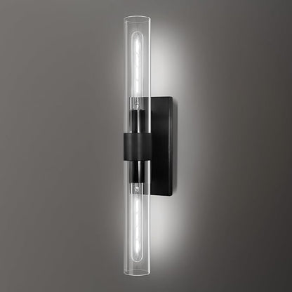 22.8" Brass Black Wall Sconces, Bathroom Vanity Light Fixtures with Clear Glass Tube, Modern Wall Lamp Lighting for Bedroom, Living Room, Hallway, Mirror, Staircase, Kitchen