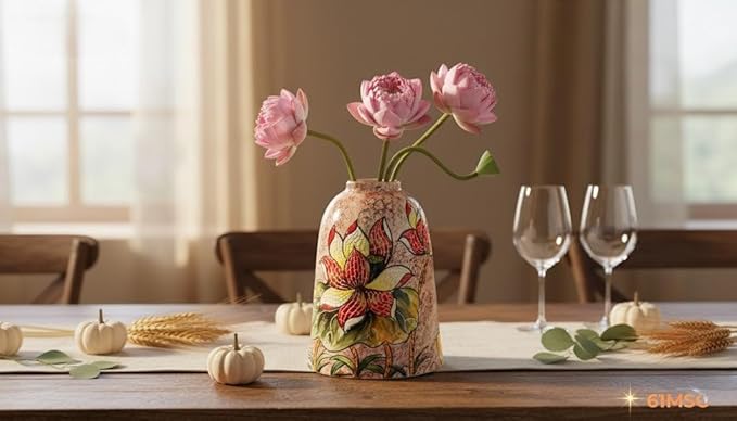 Handmade Mosaic Ceramic Vase – Lotus Design – 26 cm (10.2 in) – Home Décor – Heritage T&T Mosaic Collection – Bat Trang Vietnam