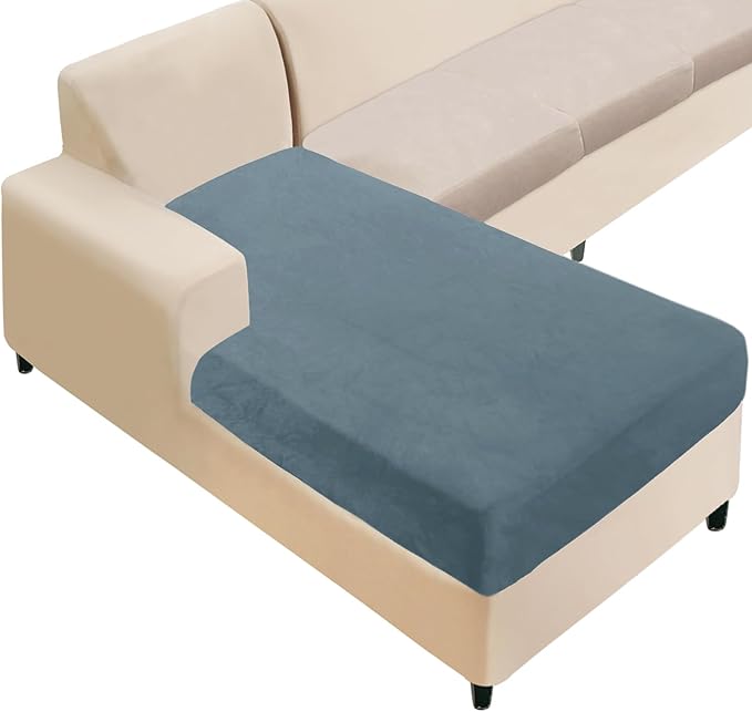NAISI Sectional Couch Cover 1 Piece Velvet Separate Chaise Lounge Cover Soft Stretch Sofa Slipcovers for Left/Right Chaise Sectional Couch(Chaise Lounge,Teal)