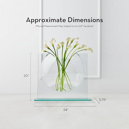 Z GALLERIE Clear Ellipse Vase for Centerpieces Home Decor, Cute Bookshelf Decor, Artistic and Cultural Glass Vases for Home Office (Not Including Flowers)