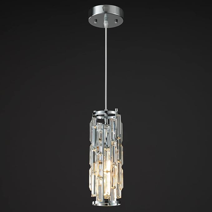 LMQNINE Chrome Pendant Light - Modern Pendant Lighting for Kitchen Island and Bedroom (Chrome 1-Pack)