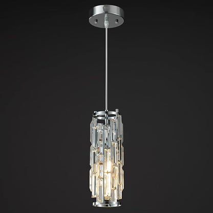 LMQNINE Chrome Pendant Light - Modern Pendant Lighting for Kitchen Island and Bedroom (Chrome 1-Pack)