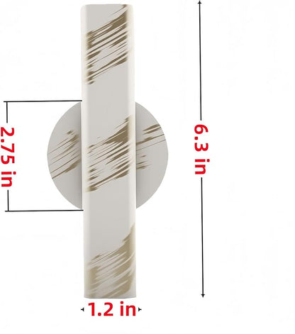 Self Adhesive Wall Vase Metal Tube Decoration Holder Used to Display Dried Flower, Faux Flowers, Fake Flowers, Also Suitable for Cemetery Memorial Decoration (1 Pcs White Gold Stripe)