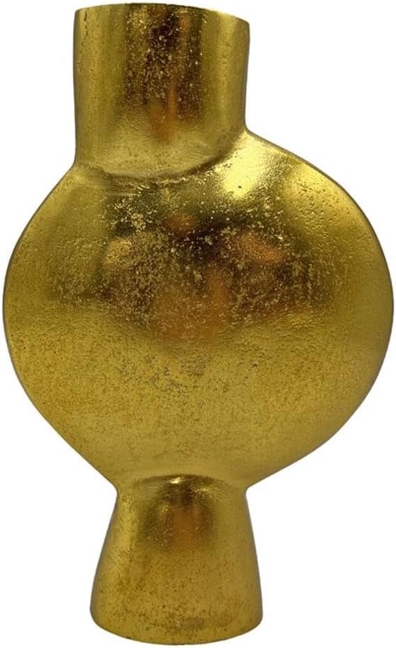 Pemberly Row 8.5" Decorative Handmade Aluminum Abstract Round Flower Vase - Gold