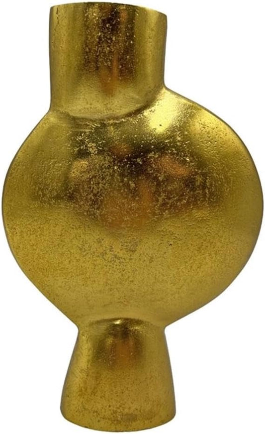 Pemberly Row 8.5" Decorative Handmade Aluminum Abstract Round Flower Vase - Gold