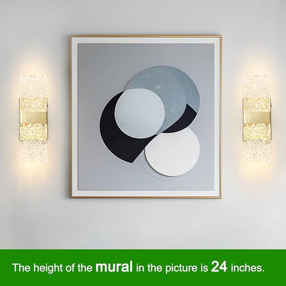 Modern Brushed Gold Battery Operated Wall Sconces Set of 2 - Rechargeable Brass LED Wall Lights with Acrylic Shade, Wireless Bedroom/Living Room Art Light Fixtures