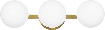 Bathroom Vanity Light Fixtures, Modern 3 Lights Globe Wall Sconce Lighting Aged Brass, Porch Wall Mount Light Fixture for Bathroom, Mirror Cabinets Hallway Stairs