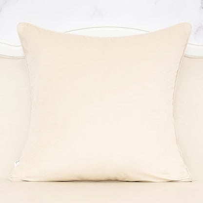 Alerfa Beige Floral Throw Pillow Cover 18 x 18 Inch Cut Velvet Sqaure Luxury Decorative Pillow Cover for Couch Living Room Bedroom