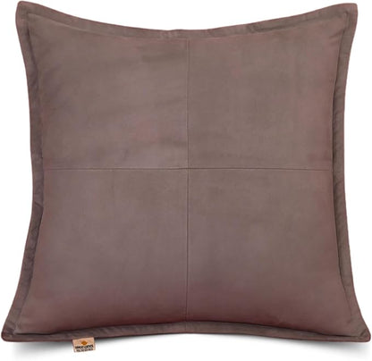 Genuine Suede Leather Pillow Cover, 14x14 Inch Case for Lumbar Throw Couch Pillows, Thick & Soft Cushion Covers for Sofa Bed Home Decor (Suede Grey Box Pack of 1)