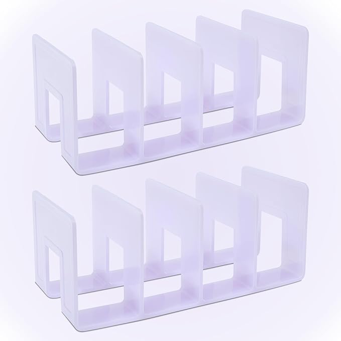 BAYTORY 2Pcs Acrylic File Holder Purse Organizer, Sturdy Desktop File Sorter Organizer, Binder Shelf for Office Desk Kitchen Shelf Closet (Purple)