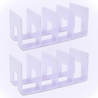 BAYTORY 2Pcs Acrylic File Holder Purse Organizer, Sturdy Desktop File Sorter Organizer, Binder Shelf for Office Desk Kitchen Shelf Closet (Purple)