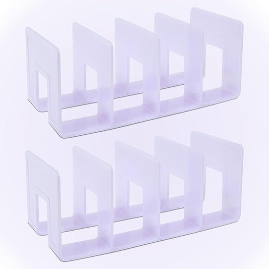 BAYTORY 2Pcs Acrylic File Holder Purse Organizer, Sturdy Desktop File Sorter Organizer, Binder Shelf for Office Desk Kitchen Shelf Closet (Purple)