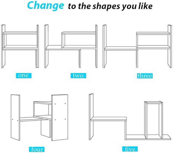 Sorfity Expandable Wood Desktop Bookshelf Desktop Organizer Office Storage Rack Wood Display Shelf - Free Style Display True Natural Stand Shelf Rack Assemble