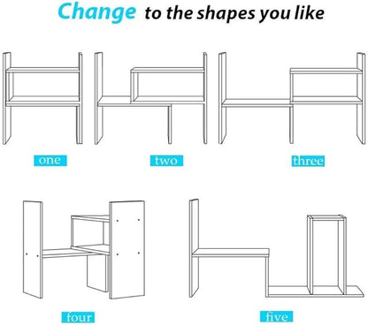 Sorfity Expandable Wood Desktop Bookshelf Desktop Organizer Office Storage Rack Wood Display Shelf - Free Style Display True Natural Stand Shelf Rack Assemble