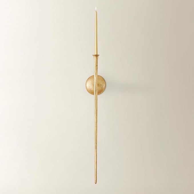 Z Gallerie Aspar Wall Sconce Long Candle Holder in Gold Finish, Retro Chic Wall Decor for Living Room, Vintage Candle Wall Sconce with Timeless Appeal(A Sconce Without Candles)
