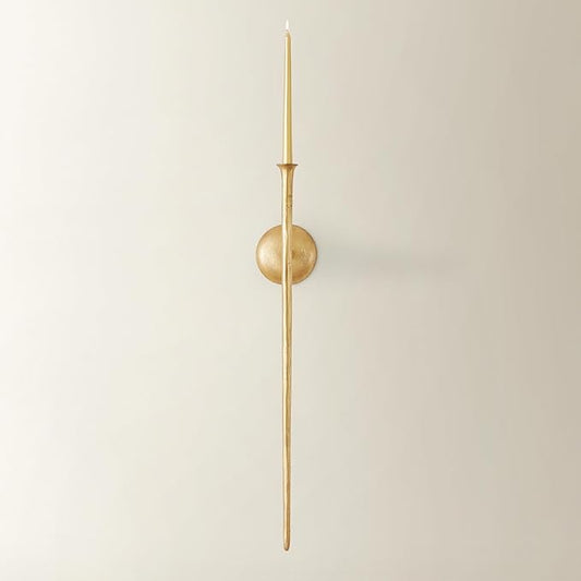 Z Gallerie Aspar Wall Sconce Long Candle Holder in Gold Finish, Retro Chic Wall Decor for Living Room, Vintage Candle Wall Sconce with Timeless Appeal(A Sconce Without Candles)