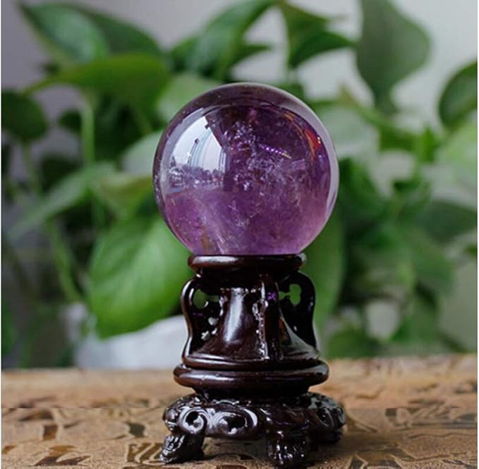StoneStory Natural Amethyst Healing Crystal Sphere Ball Gemstone for Reiki Balancing Meditation Energy Home and Office Decoration 45mm 150grams (4.5cm, Amethyst)