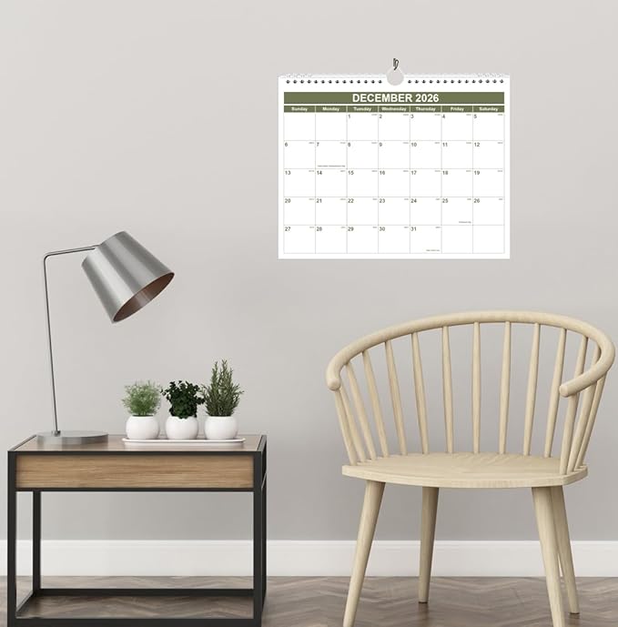 Calendar 2026-2027 - Wall Calendar 2026-2027 from January 2026 - June 2027, Spiral Binding Hanging Wall Calendar 2026 for Home/Office, 8.5" x 11", Green