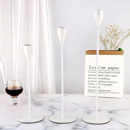 Candlestick Holders Set of 6 Taper Candle Stick Holders, Mantel White Candlestick Holders for 3/4" Taper&Led Candle, Elegant Candle Holder Centerpiece for Wedding/Party/Dinning/Anniversary