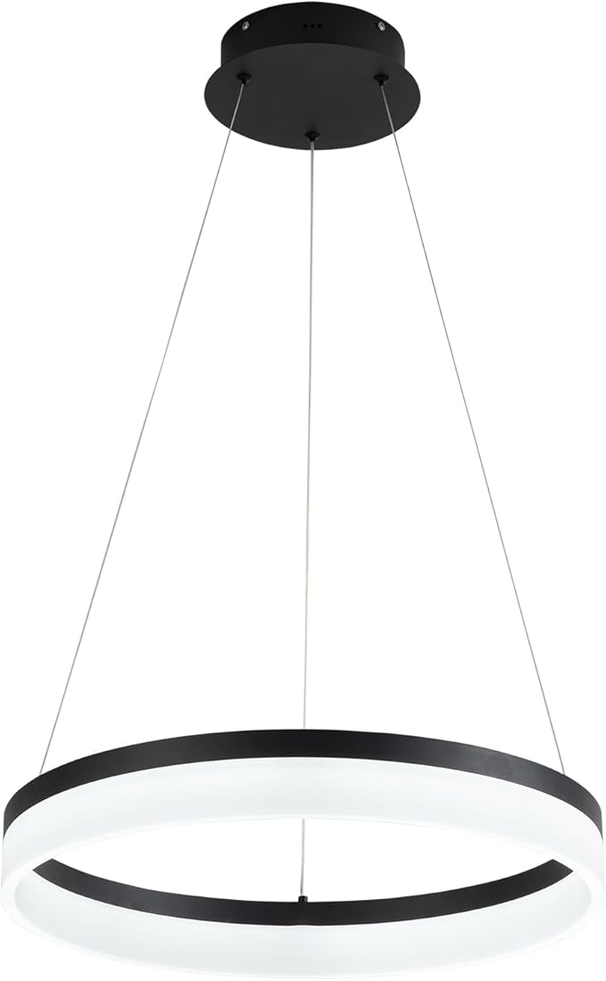 Buccleuch Modern LED Chandelier - Dimmable 19.7" Black Round Pendant Light, Height Adjustable UL-Certified Ceiling Light for Dining Room, Kitchen Island, Living Room, Bedroom, Foyer