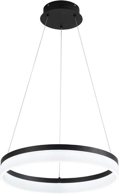Buccleuch Modern LED Chandelier - Dimmable 19.7" Black Round Pendant Light, Height Adjustable UL-Certified Ceiling Light for Dining Room, Kitchen Island, Living Room, Bedroom, Foyer