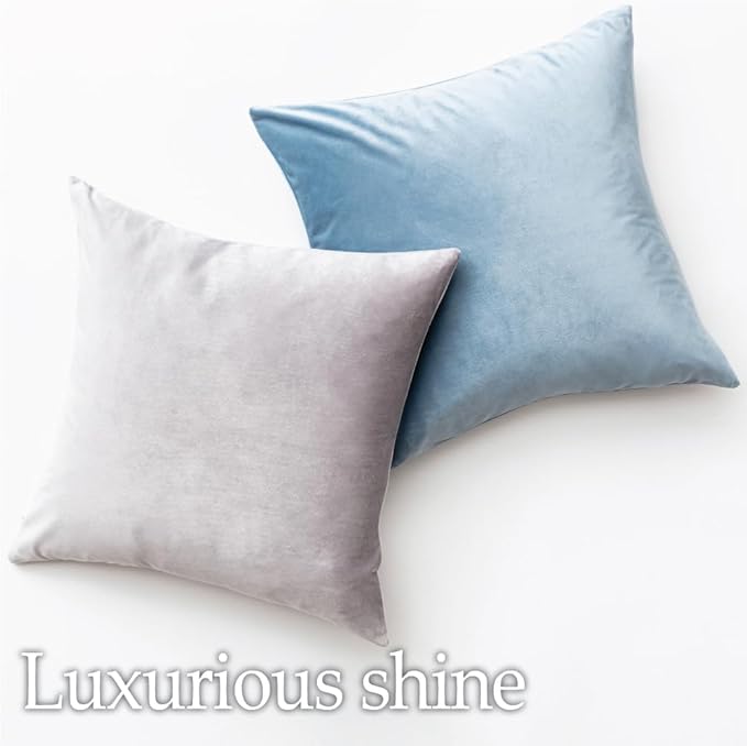 lalaLOOM Velvet Throw Pillow Covers, Set of 2, 18x18 Decorative Square Pillows Home Decor, Soft Accent Cases, Silky Machine Washable Pillowcases for Sofa, Couch, Bedroom, Living Room, Taupe