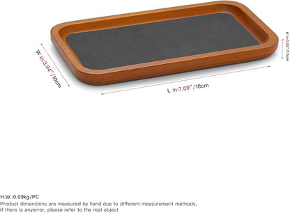 Oirlv Solid Wood Jewelry Display Tray Small Jewelry Tray Rings Earrings Bracelets Necklace Holder Organizer(Rectangle, Grey)