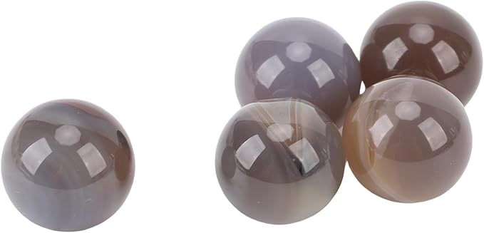 Gray Agate Balls, Polished Mineral Stone Spheres for Home Decor, 5PCS Natural Agate Stone Balls for Aquarium Vase Filler Unique Gift