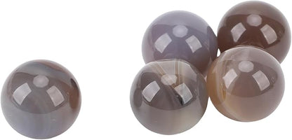 Gray Agate Balls, Polished Mineral Stone Spheres for Home Decor, 5PCS Natural Agate Stone Balls for Aquarium Vase Filler Unique Gift