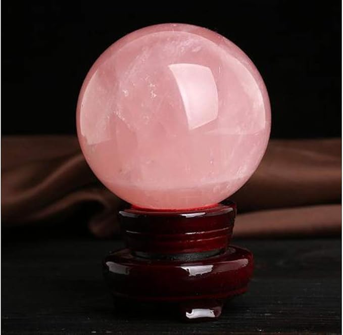 Natural Rose Quartz Healing Crystal Gemstone Sphere Ball for Reiki Balancing Meditation Energy Home and Office Decoration (5-5.5cm, Rose Quartz)