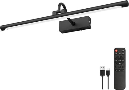 Aipsun 23.6" Black Picture Lights for Wall Rechargeable,12000mAh Battery Operated Art Light for Paintings,3CCT Dimmable, Rotatable Gallery Light for Pictures Display