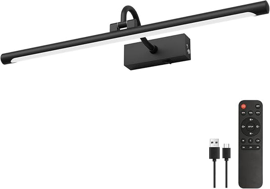 Aipsun 23.6" Black Picture Lights for Wall Rechargeable,12000mAh Battery Operated Art Light for Paintings,3CCT Dimmable, Rotatable Gallery Light for Pictures Display