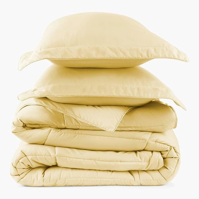 PeachSkinSheets Night Sweats: The Original 1500TC Soft Super Twin/XL Twin Oversized Comforter Set Buttercream